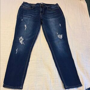 Maurices Blue Skinny Leg Jeans with Distressed Details